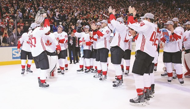 Canadians celebrate their world Cup victory on Thursday.