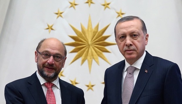 Turkish President Erdogan meets with European Parliament President Schulz