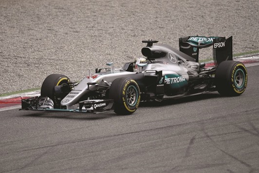 Mercedes AMG Petronas F1 Teamu2019s British driver Lewis Hamilton drives during the Italian Formula One Grand Prix at the Autodromo Nazionale circuit in Monza yesterday.