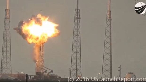 An explosion on the launch site of a SpaceX Falcon 9 rocket is shown in this still image from video in Cape Canaveral, Florida on September 1. A large question mark looms over Israelu2019s space industry after its prized Amos-6 satellite blew up in the failed SpaceX rocket launch.