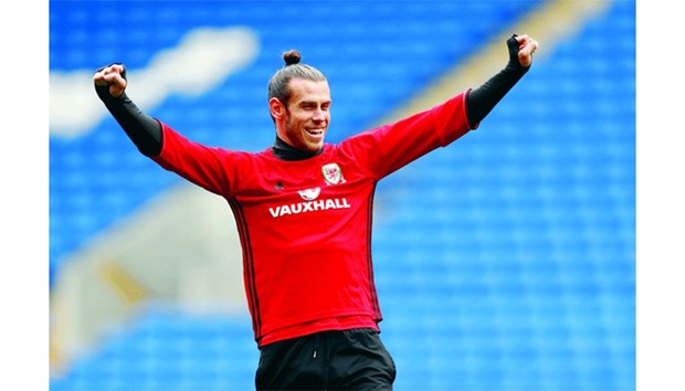Walesu2019 star striker Gareth Bale during training ahead of his teamu2019s World Cup qualifying match against Moldova.