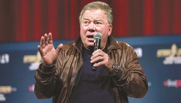 Actor William Shatner speaks at the u2018Star Trek: Mission New Yorku2019 event at the Javits Center in New York City.