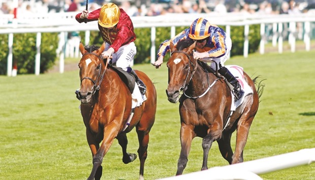 Jockey Oisin Murphy (left) rides Simple Verse to victory in the Park Hill Stakes (Group 2) at Doncaster on Thursday. PICTURES: Racingfotos.com