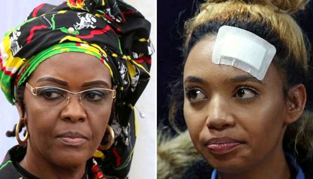 Zimbabwe's volatile first lady Grace Mugabe (L), Gabriella Engels, who claims to have been assaulted by Grace Mugabe (R)