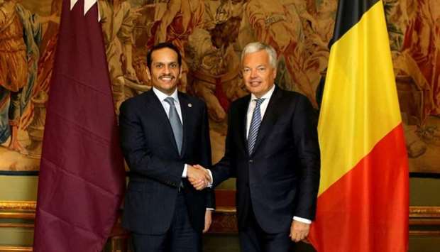 Foreign Minister Sheikh Mohamed bin Abdulrahman al-Thani meets Belgiumu2019s Deputy Prime Minister Didier Reynders. 