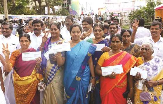 All India Anna Dravida Munnetra Kazhagamu2019s workers arrive to attend the partyu2019s General Council meeting in Chennai yesterday.