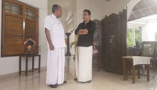 Kamal Haasan meets Kerala Chief Minister Pinarayi Vijayan at his official residence in Thiruvananthapuram.