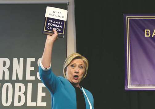 Hillary Clinton kicks off her book tour of her memoir of the 2016 presidential campaign titled What Happened with a signing at the Barnes & Noble in Union Square, New York.