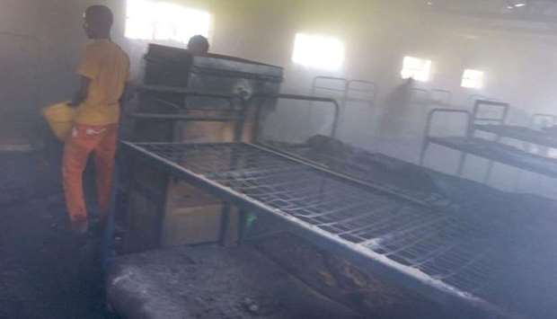 The dormitory after the fire was put out.
