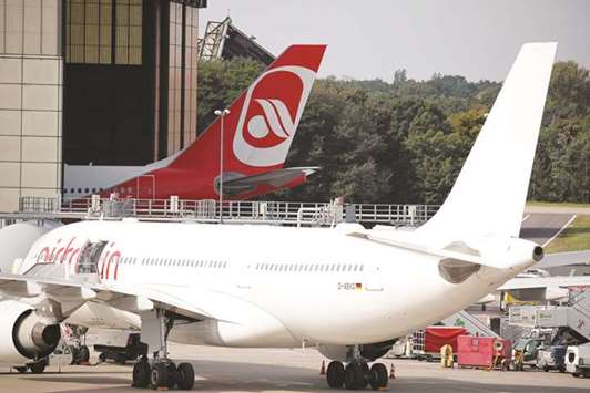 German carrier Air Berlin aircraft at Tegel airport in Berlin. The airline is set to be carved up, most likely among several buyers, with binding offers due tomorrow.