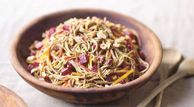 Soba with Beet and Peanut