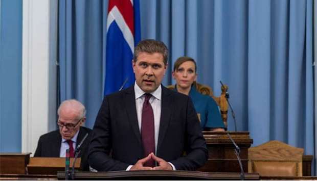 Prime Minister Bjarni Benediktsson speaks in parliament in Reykjavik this week.