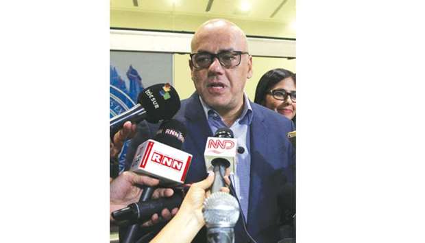 Mayor of Caracas Jorge Rodriguez and his sister president of Venezuelau2019s National Constituent Assembly Delcy Rodriguez talk to the media, after participating in a meeting to resume brokered talks between the Venezuelan government and opposition in Santo Domingo, Dominican Republic.