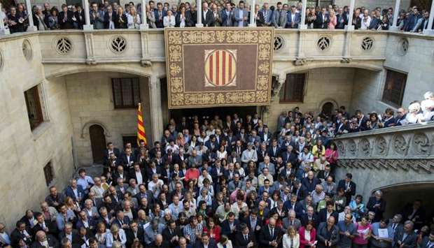 Catalan pro-referendum mayors gather at the Cataland regional government headquarters