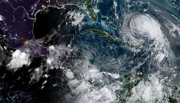 Satellite image shows Hurricane Max (L) and Hurricane Jose (R)