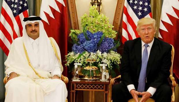 HH the Emir Sheikh Tamim bin Hamad al-Thani with US President Donald Trump (file picture)