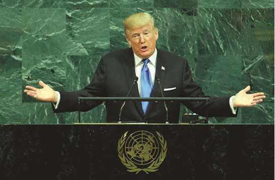 President Donald Trump addresses the 72nd United Nations General Assembly at UN headquarters in New York.
