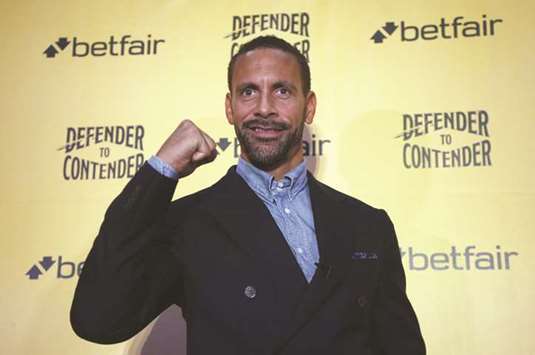 Rio Ferdinand poses after a press conference in London yesterday. (Reuters)