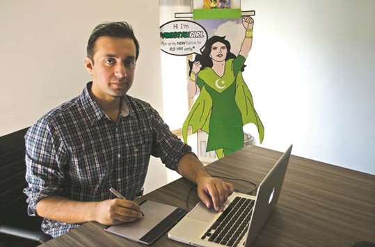 Hassan Siddiqui, creator of the u201cPakistan Girlu201d comic series, poses during an interview with AFP in Islamabad.