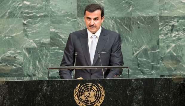 Emir participates in opening session of UN General Assembly