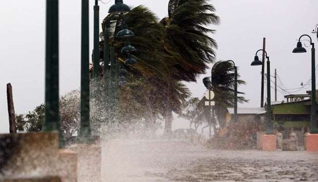 Winds lash the coastal city of Fajardo as Hurricane Maria approaches Puerto Rico