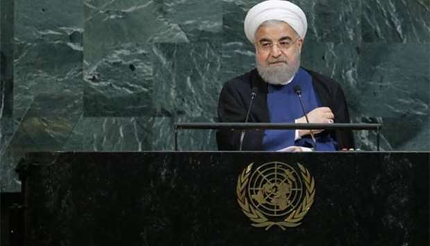 Iranian President Hassan Rouhani concludes his address at the 72nd United Nations General Assembly in New York on Wednesday.