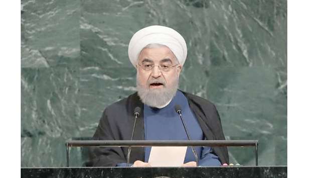 Hassan Rouhani, President of the Islamic Republic of Iran, addresses the United Nations  General Assembly in New York City, yesterday.