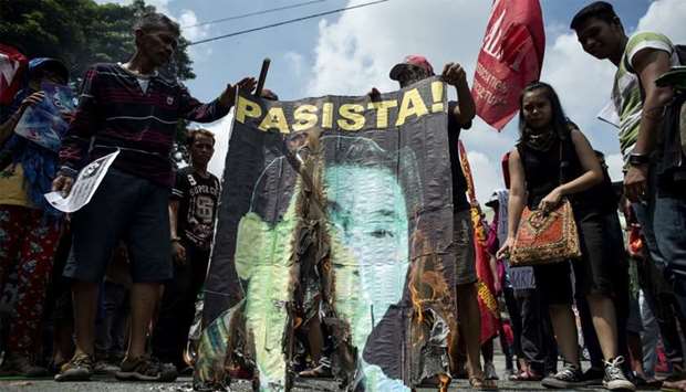 Activists protest against Philippine President Rodrigo Duterte