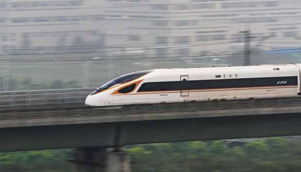 The ,Fuxing, bullet train rans on the Beijing-Shanghai Railway