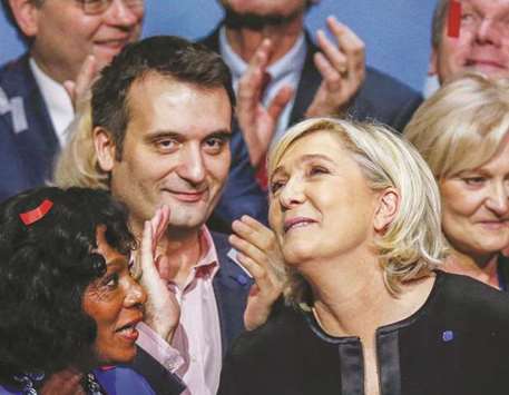 This picture taken on February 5 shows Philippot and Le Pen.
