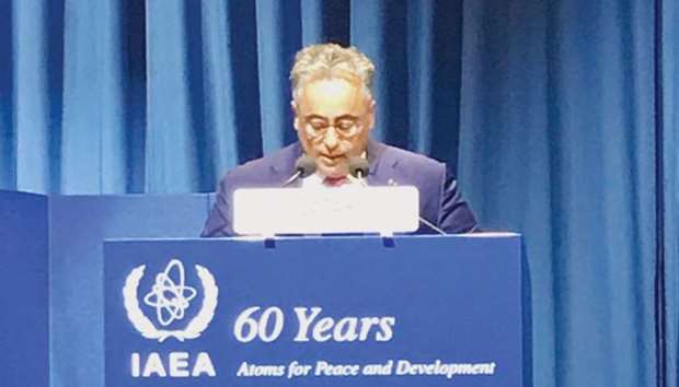 Sheikh Ali bin Jassim al-Thani, addresses the IAEA annual conference.