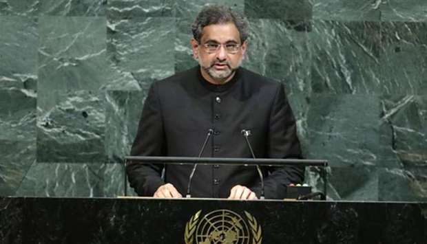 Pakistani Prime Minister Shahid Khaqan Abbasi, in his address to the UN General Assembly, accused India of unleashing ,massive and indiscriminate force, in Kashmir.