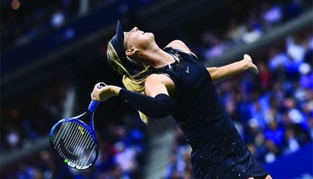 Russia's Maria Sharapova serves the ball against Sofia Kenin of the US during their US Open match in New York on Friday.