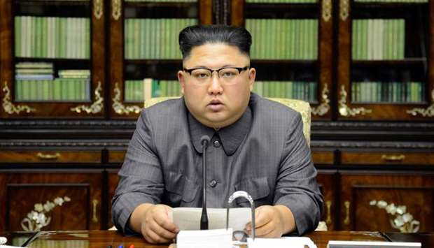 North Korea's leader Kim Jong Un makes a statement regarding US President Donald Trump's speech at the UN general assembly