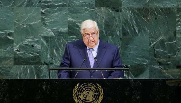 Deputy Prime Minister for Syrian Arab Republic Walid al-Muallem addresses the 72nd United Nations General Assembly at UN headquarters in New York. Reuters