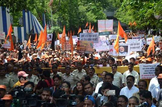 Shiv Sena activists participate in a protest rally against petrol and diesel price hike in Mumbai yesterday.