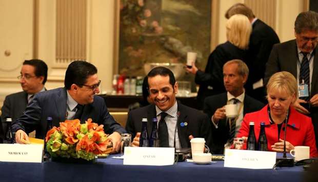Foreign Minister HE Sheikh Mohamed bin Abdulrahman al-Thani attends a meeting on in Iraq in New York.