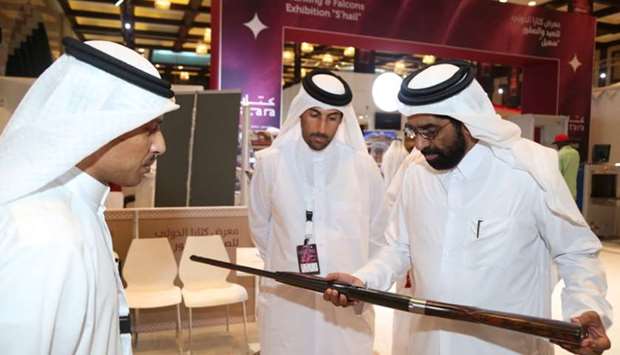HE the Minister of Development Planning and Statistics Dr Saleh Mohamed Salem al-Nabit during his visit to the exhibition.