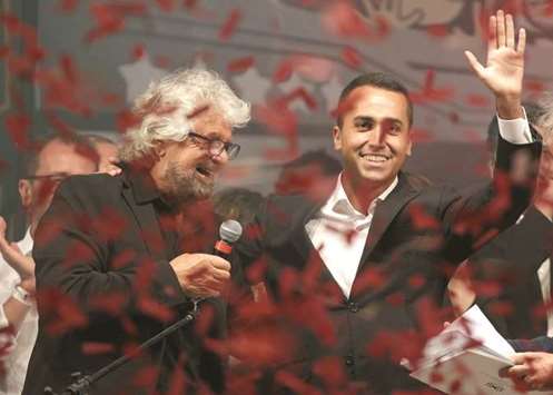 Grillo with Di Maio during the gathering in Rimini.