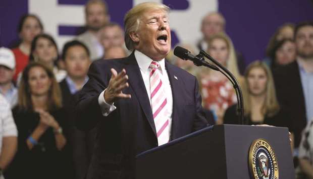 Trump speaking at a campaign rally for Senator Luther Strange in Huntsville, Alabama, where the president slammed McCain for u2018letting Arizona downu2019.