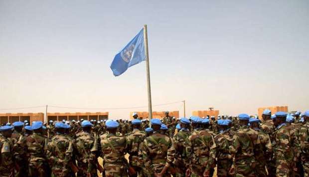 UN peacekeepers in Mu00e9naka, Mali. File picture