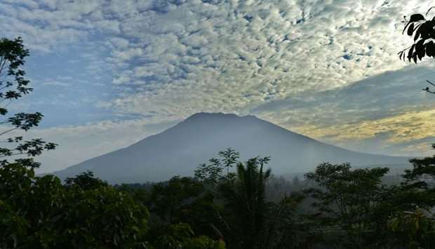 Mount Agung from Karangasem on the Indonesian resort island of Bali