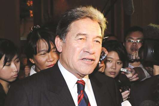Winston Peters speaks to reporters in this file picture.