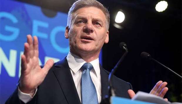 Leader of the National Party Bill English speaks to supporters at the party's election event at SkyCity Convention Centre in Auckland on Saturday.