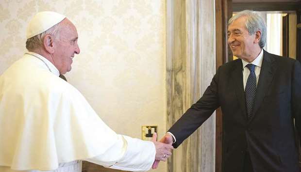 This picture taken on April 1 last year shows Pope Francis with Libero Milone.