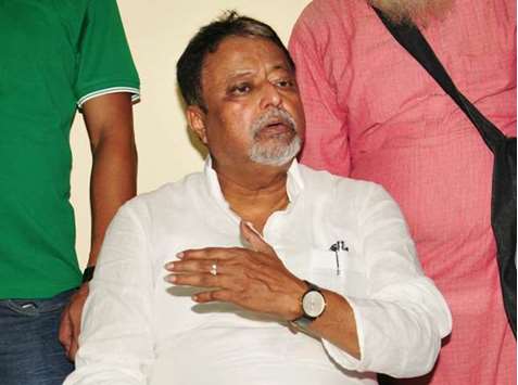 Mukul Roy speaks at a press conference in Kolkata yesterday.