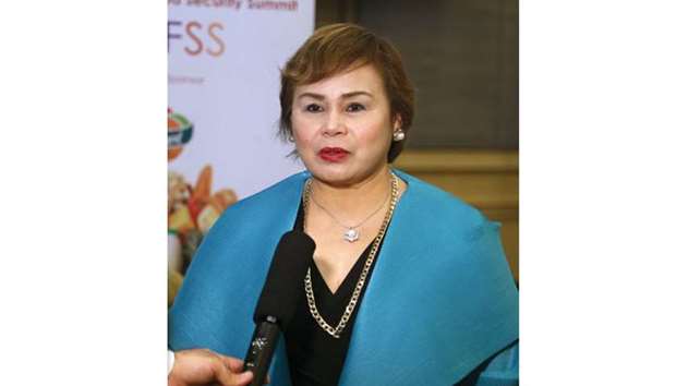 Peza director general Charito B Plaza speaking on sidelines of the u2018Qatar-Philippines Food Security Summitu2019 yesterday in Doha. PICTURE: Jayan Orma