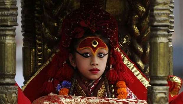 This file photo taken on April 9, 2014 shows Nepal's Living Goddess ,Kumari Devi,.