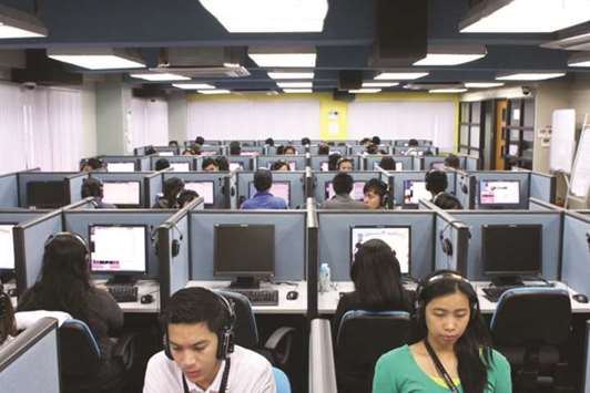 Employees at a call centre.