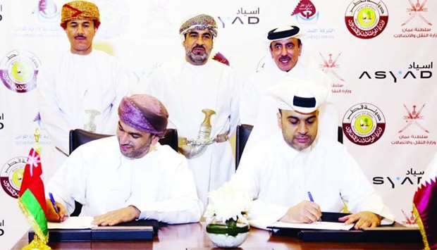 One of the signings that took place at the Omani Products Exhibition between Qatari and Omani companies to set up new joint business ventures. PICTURE: Thajudheen
